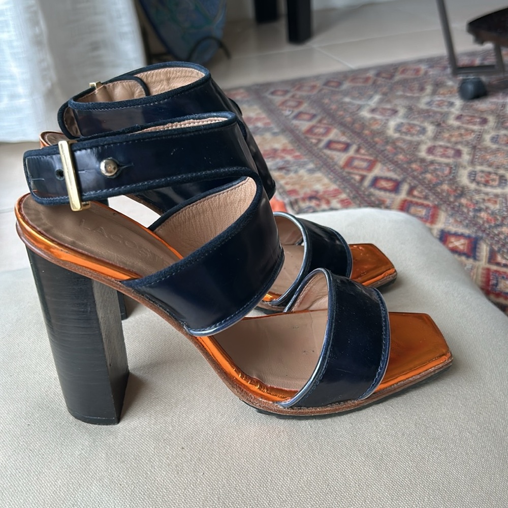 LACOSTE high hill sandals.